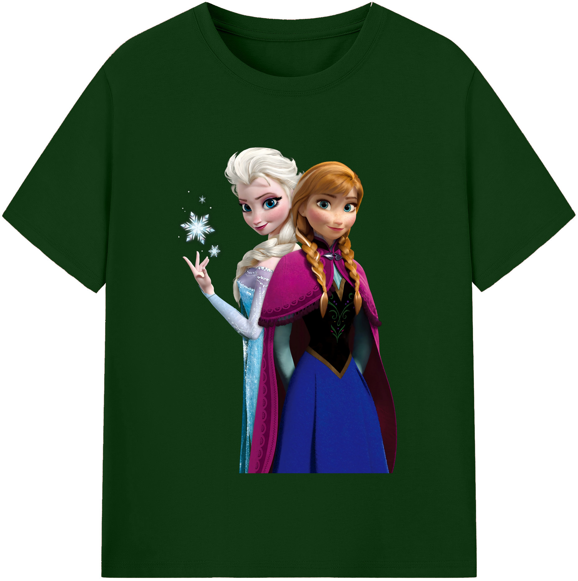 （画像用） アナと雪の女王 アンナ エルサ Frozen Anna Elsa 綿100％半袖Tシャツ（フロントプリント）